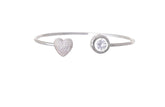 Equilibrium Sparkle Heart Silver Bangle